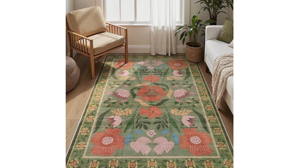 green floral nursery rug