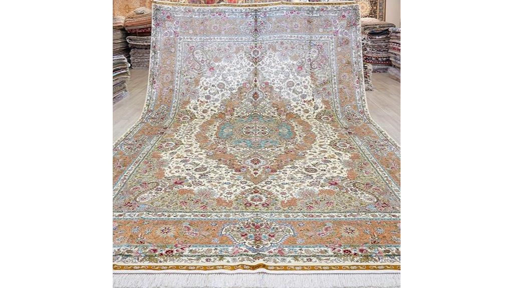 green handmade silk rug