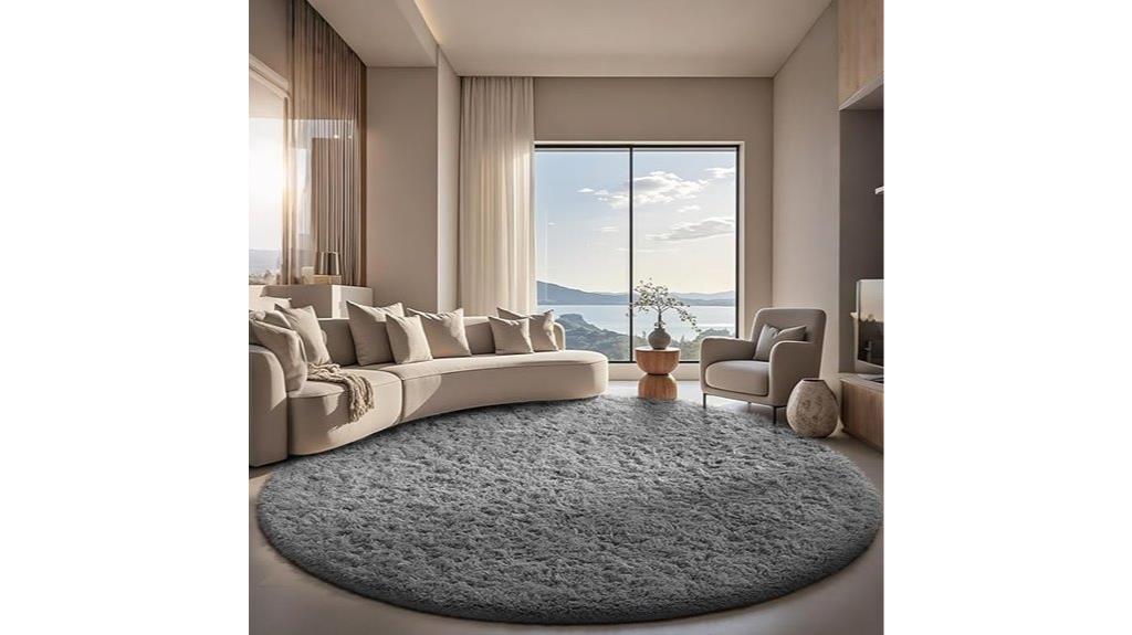 grey round rug