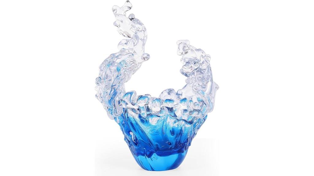 handcrafted glass wave sculpture