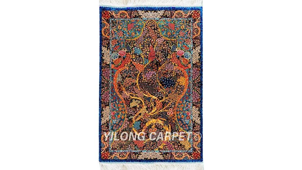 handmade floral silk rug