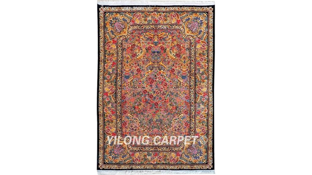 handmade floral silk rug
