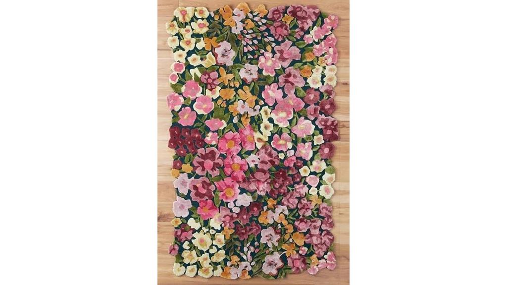 handmade floral wool rug