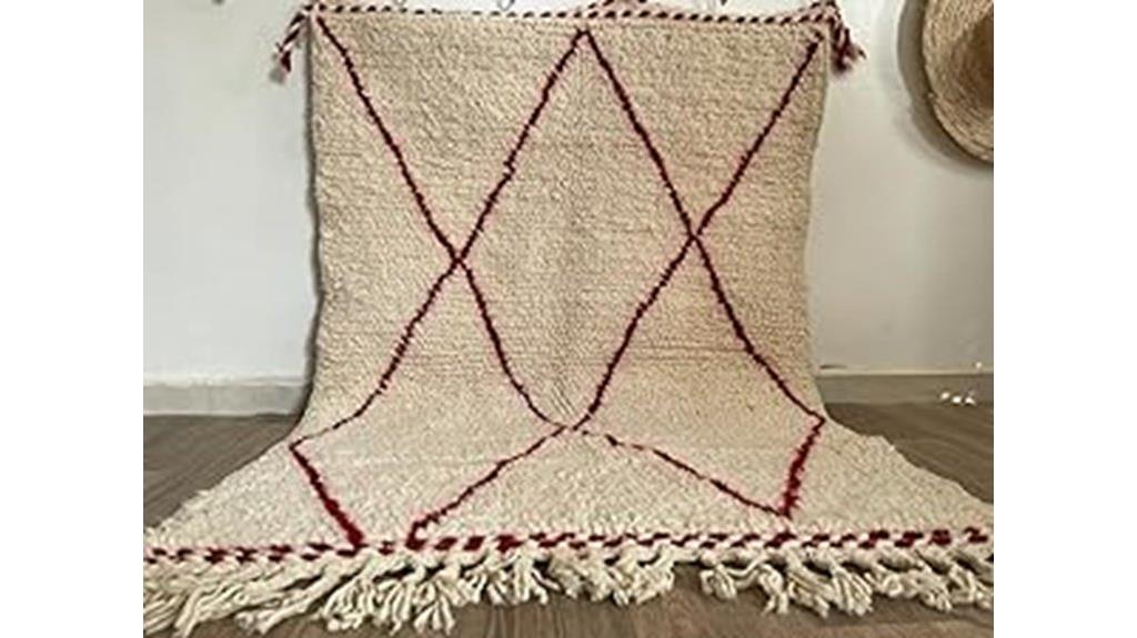 handmade red geometric rug
