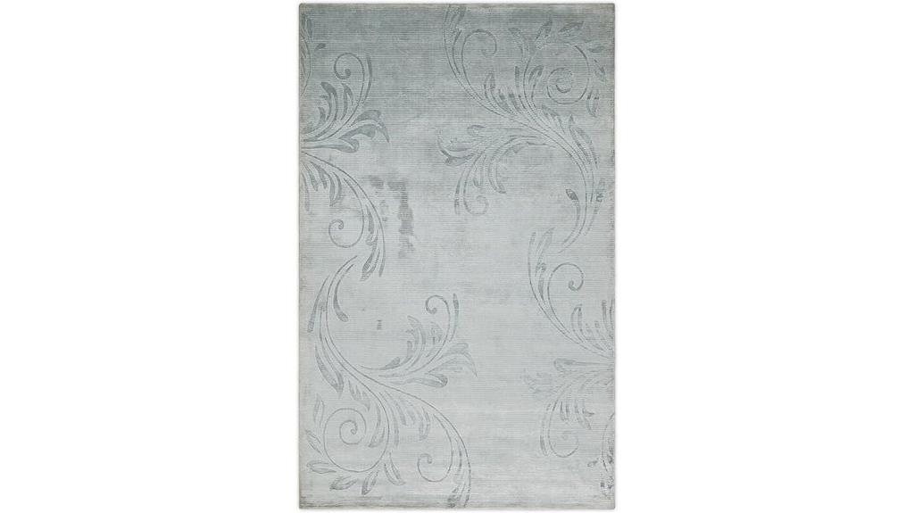 handwoven silver floral rug