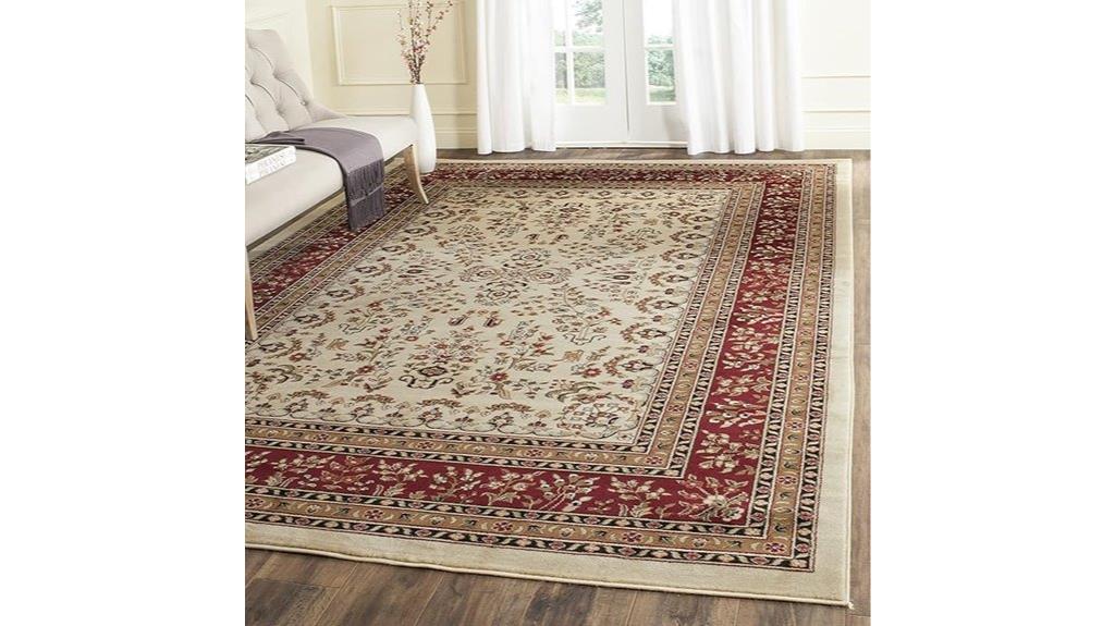 ivory and red rug