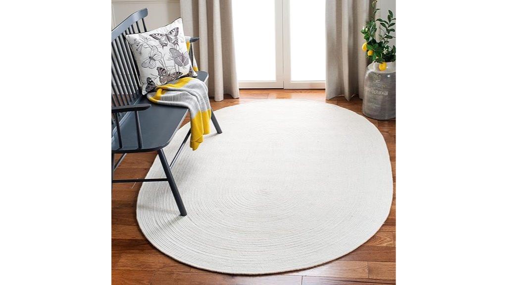 ivory braided wool rug