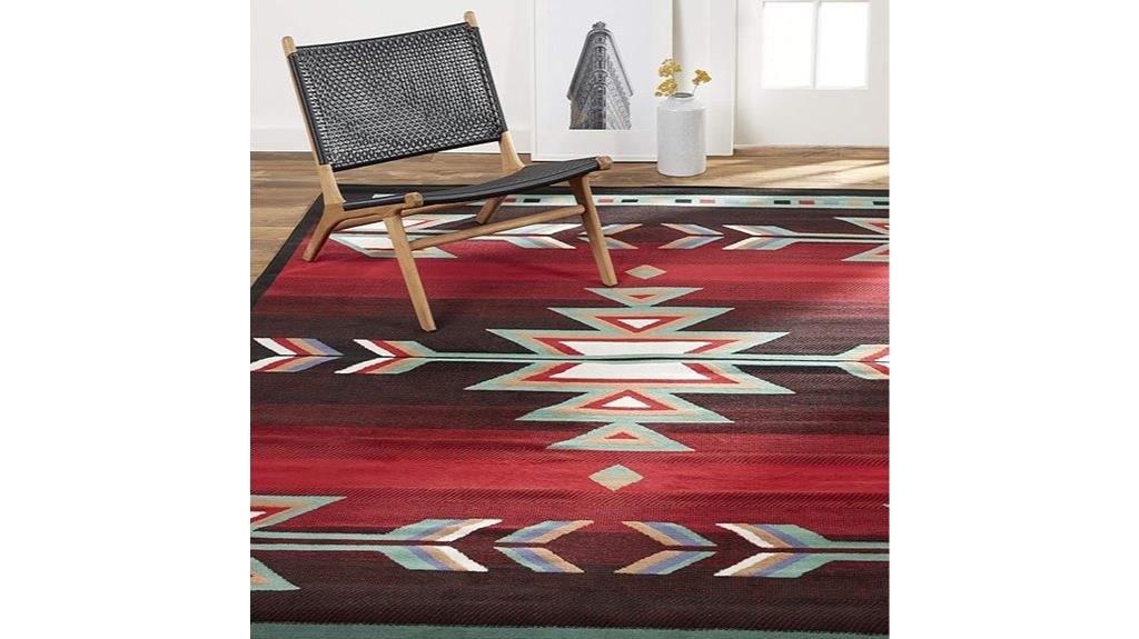 large black red ivory rug