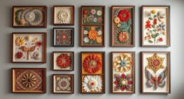 large framed textile shadow boxes