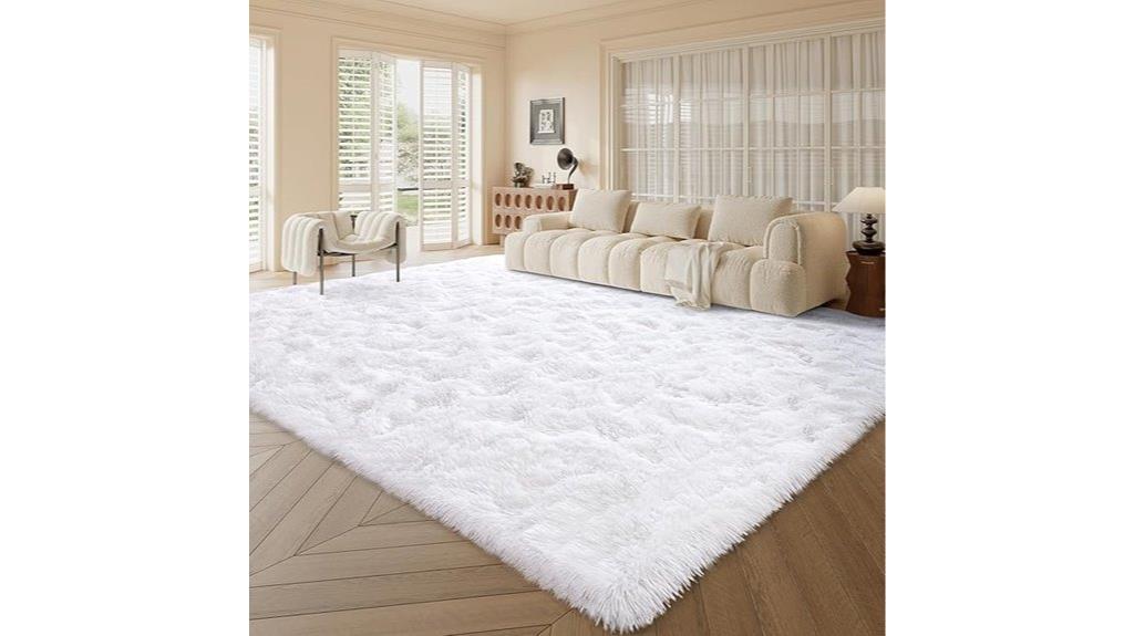 large white shag rug