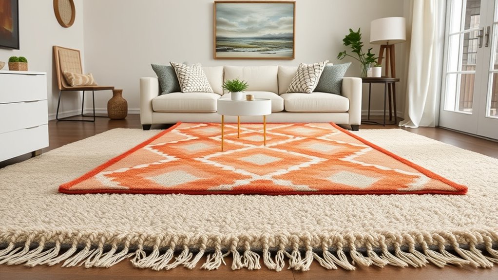 layered rugs create depth