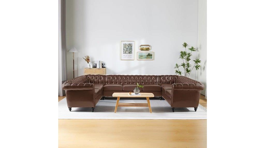 leather faux tufted sectional