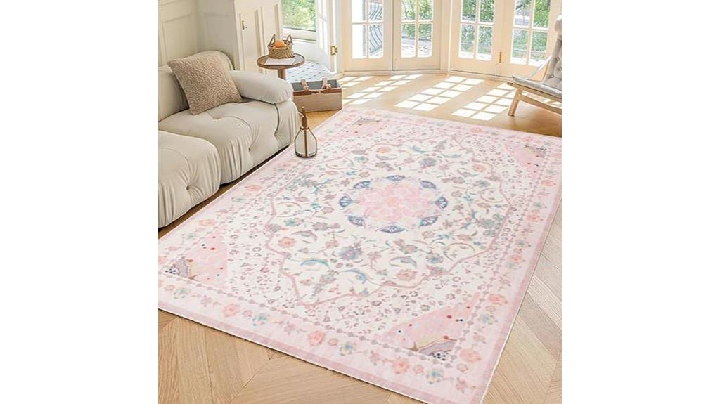 light pink faux wool rug