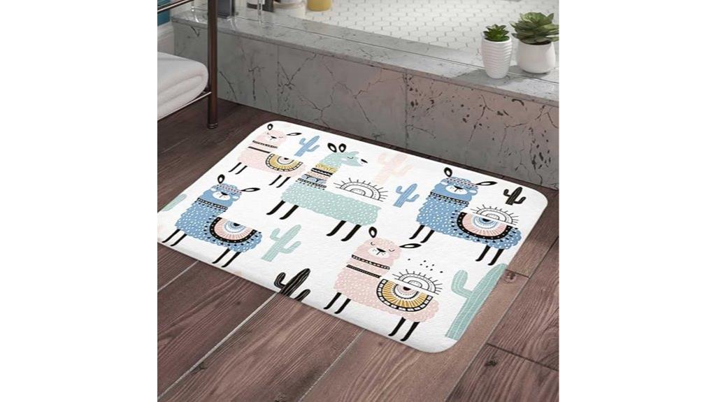 llama alpaca kid bath mat