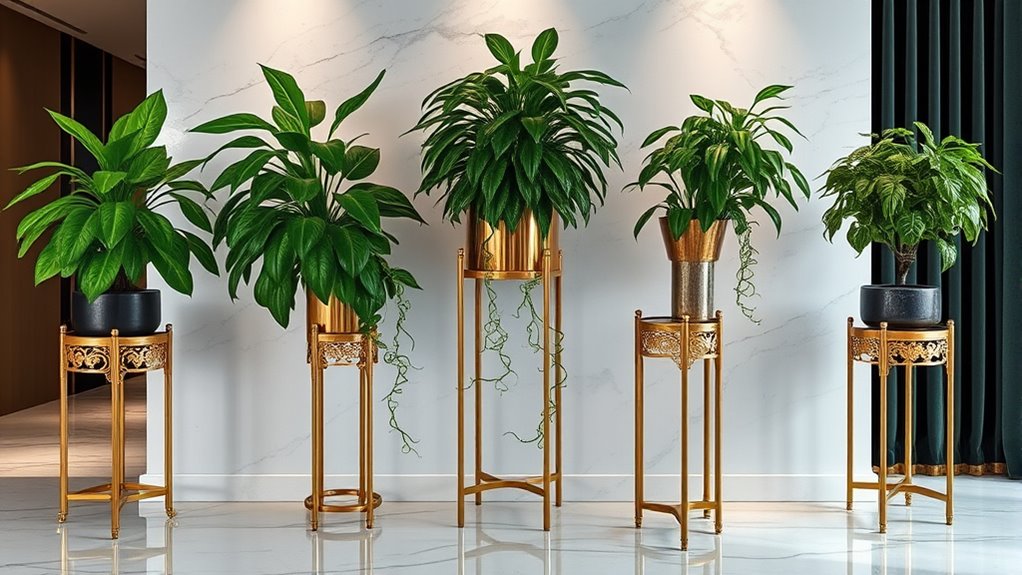 luxurious brass indoor plant stands