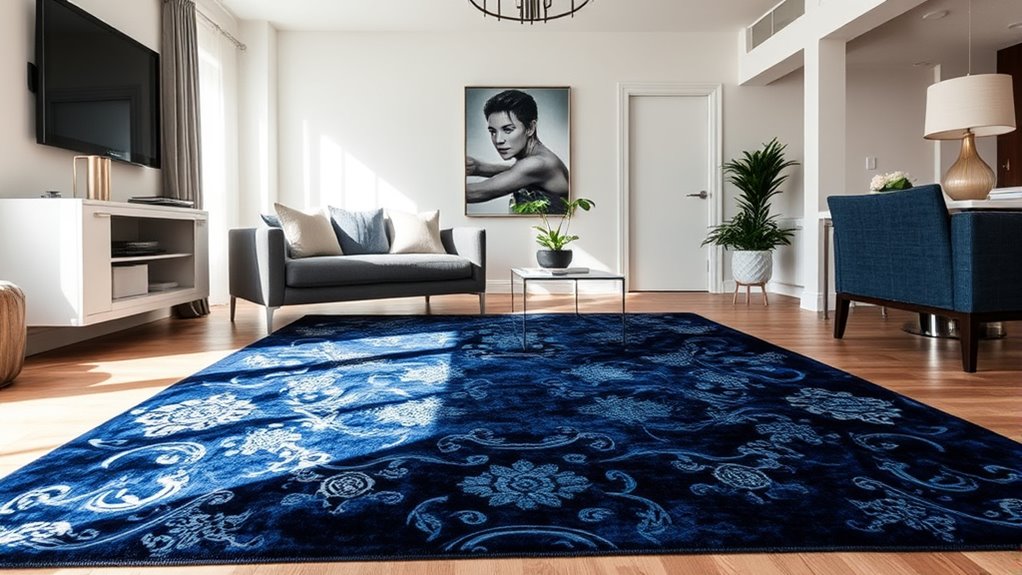 luxury navy blue rug selection