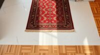 marble and parquet rug layering
