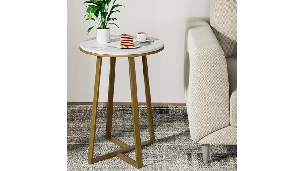 marble textured gold round tables
