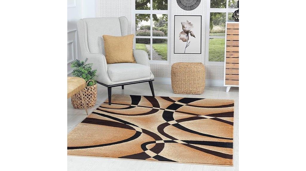 modern beige swirl rug