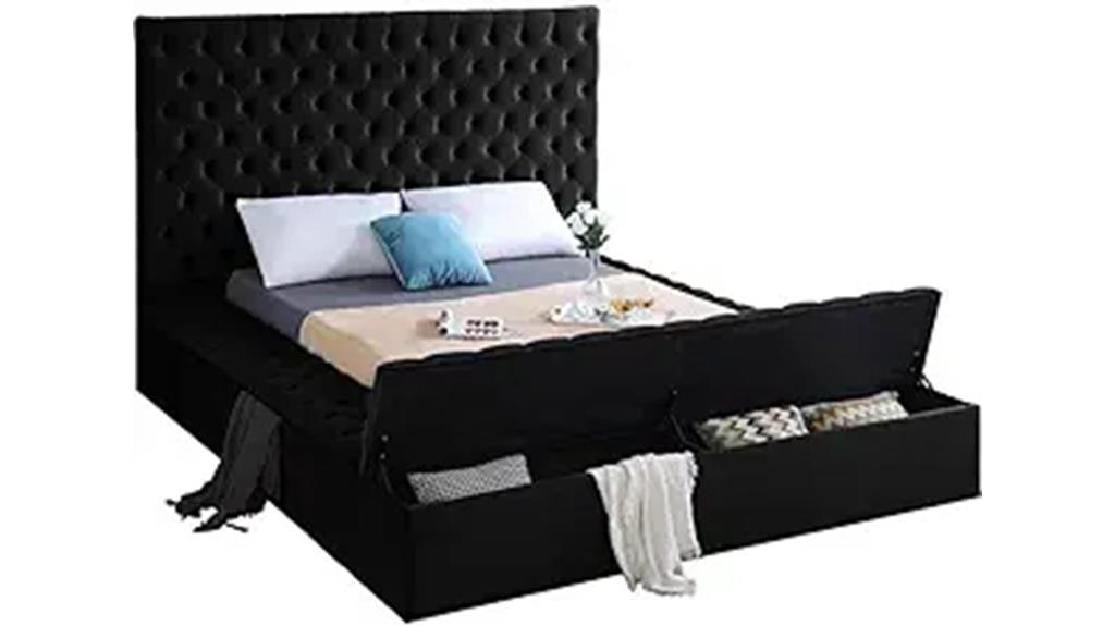 modern black velvet bed
