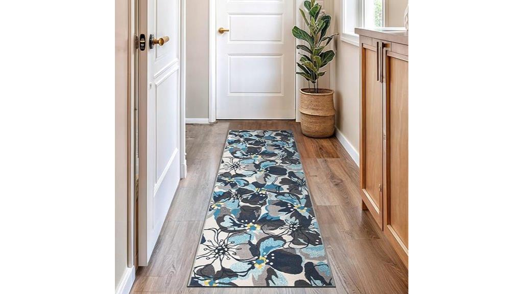modern gray floral runner