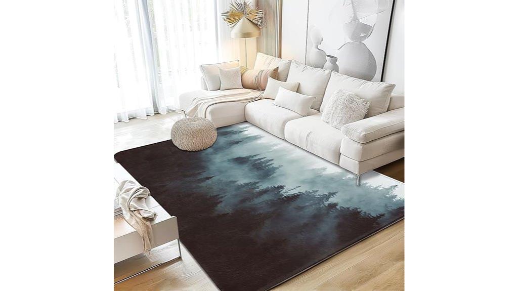 modern misty forest rug