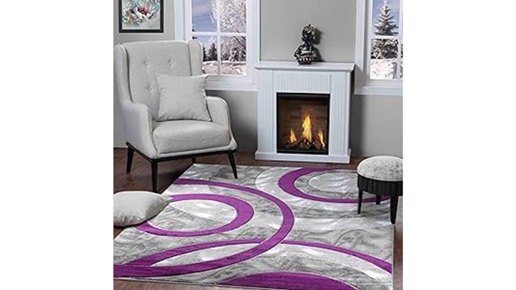 modern purple circle rug