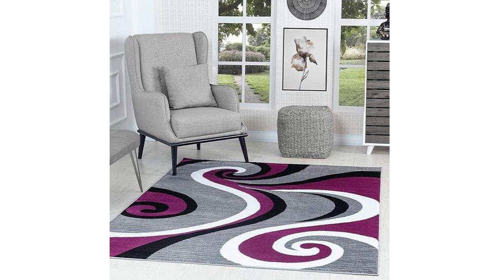 modern purple swirl rug
