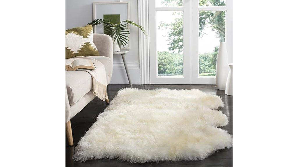 natural white sheep rug
