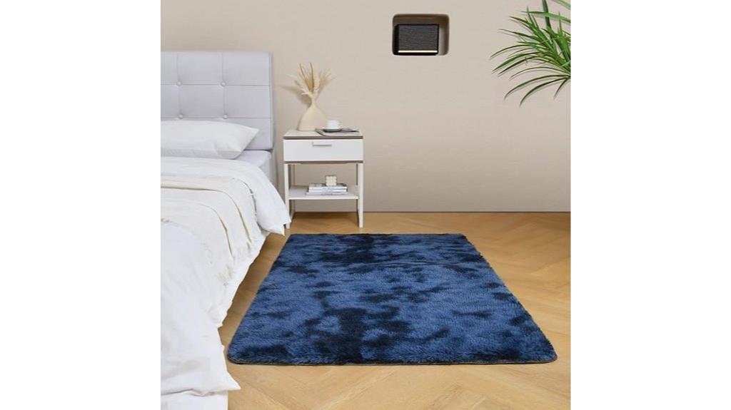 navy blue fluffy rug