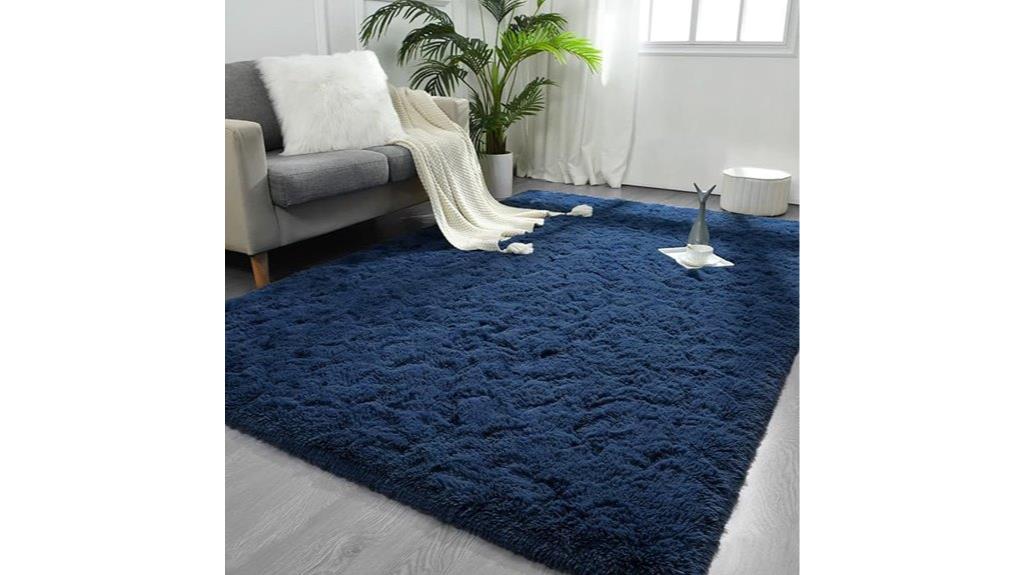 navy blue fuzzy rug