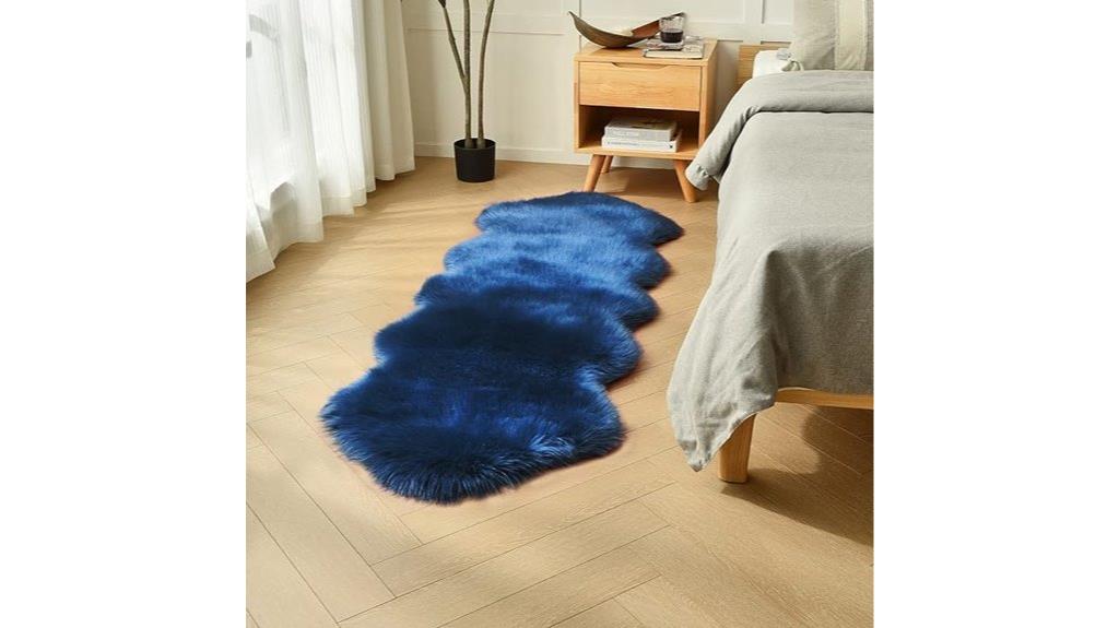 navy sheepskin runner rug