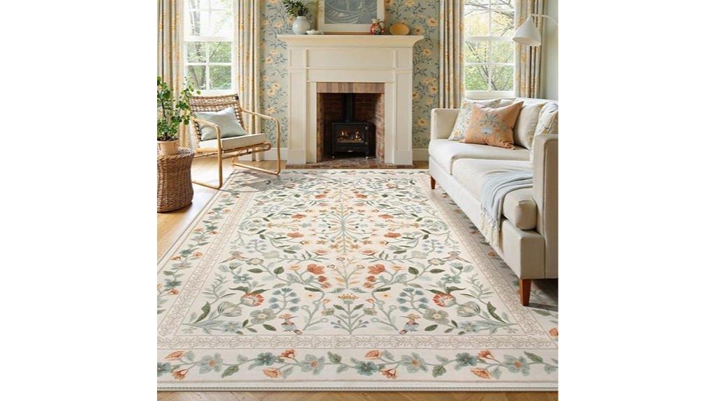 non slip washable floral rug