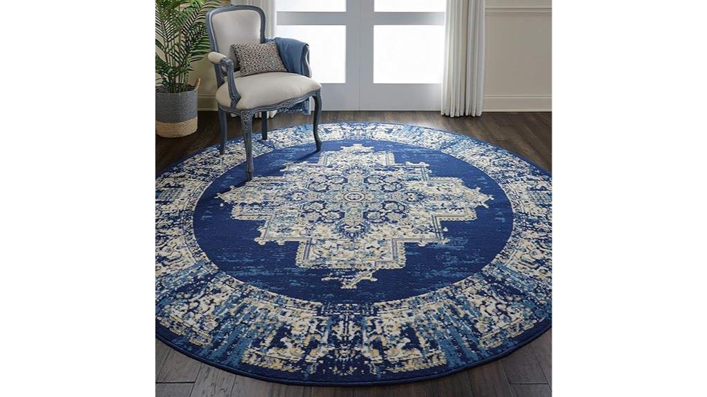 nourison navy round rug