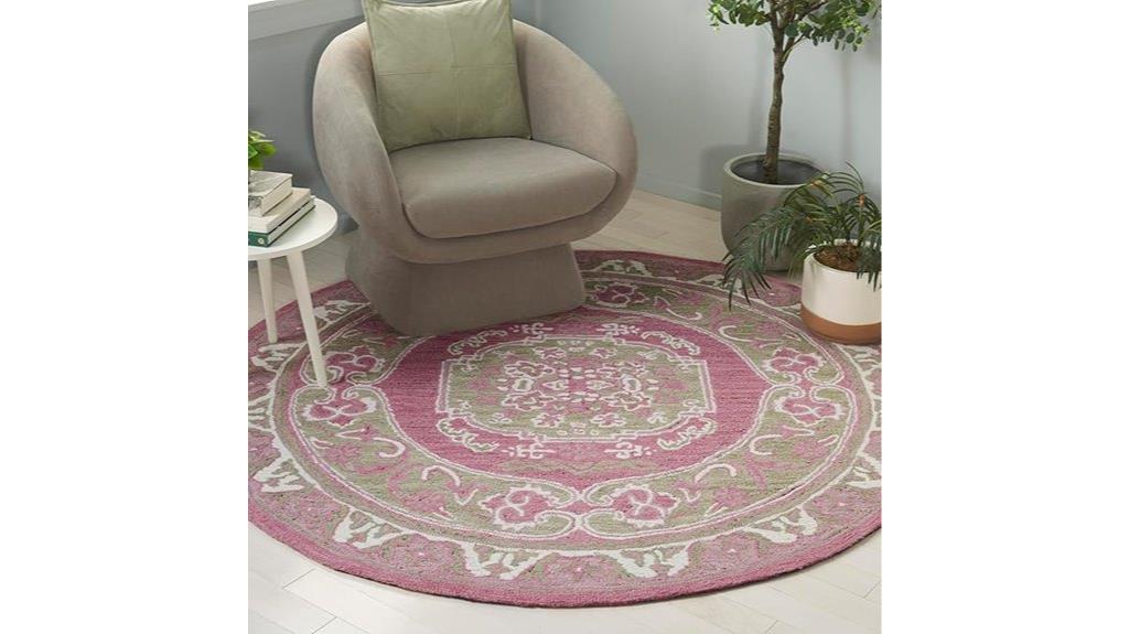 olive pink round rug