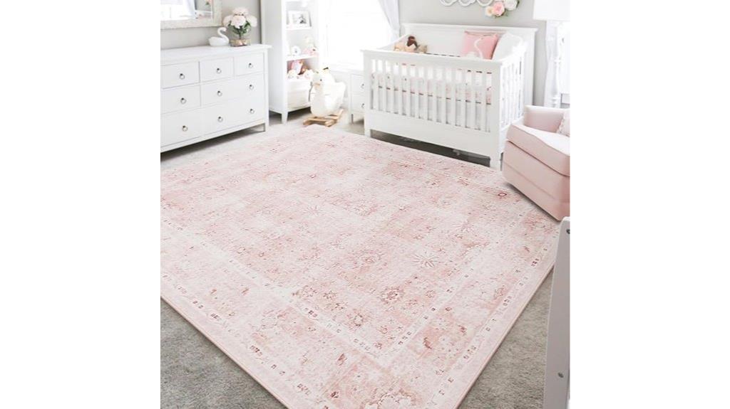 pink floral baby rug