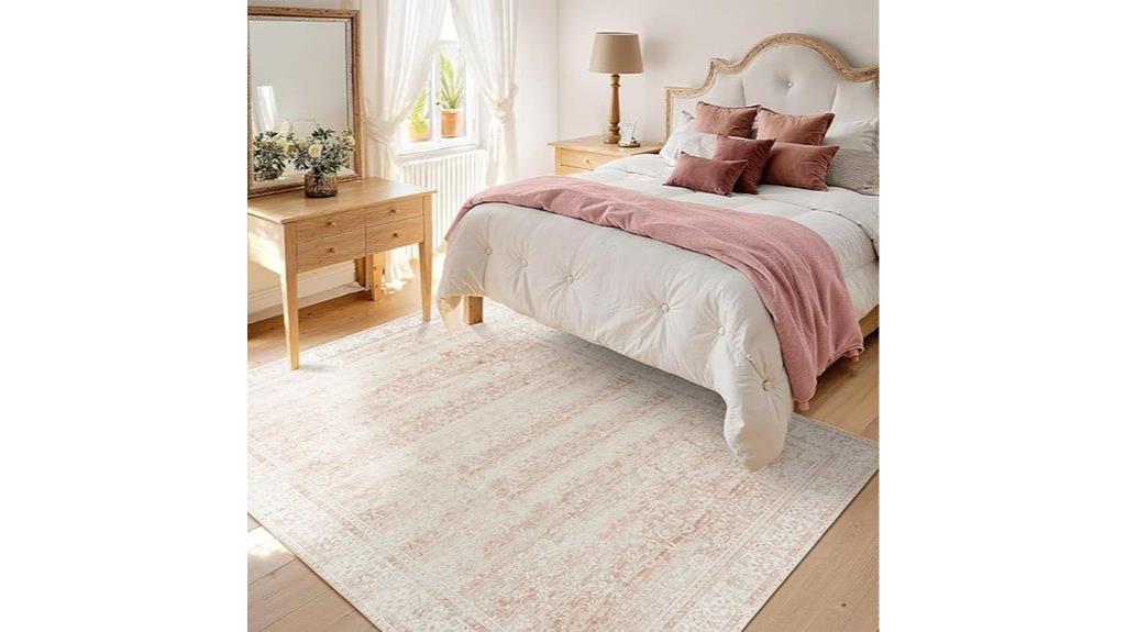 pink floral soft rug