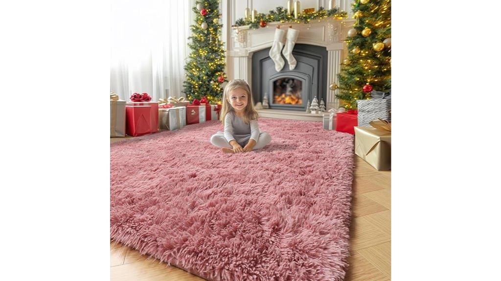 pink furry kids rug