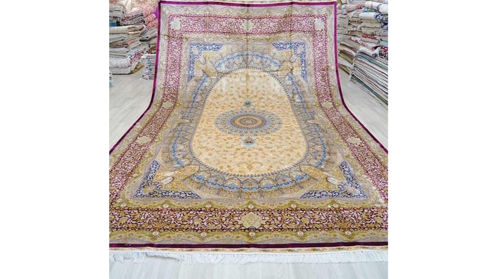 pink handmade silk rug