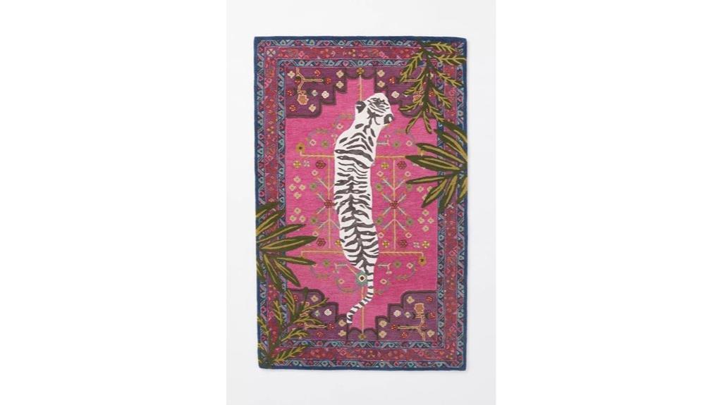 pink tiger tufted rug