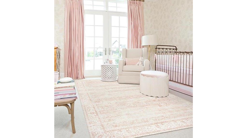 pink washable boho rug