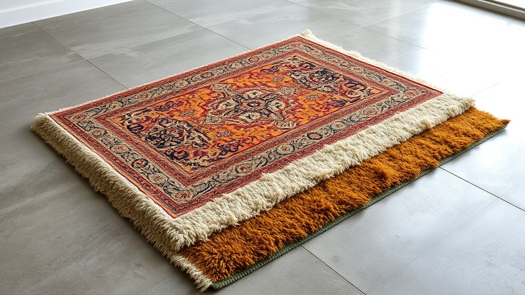 polished concrete rug layering