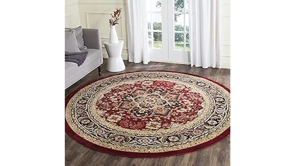 red and black round rug