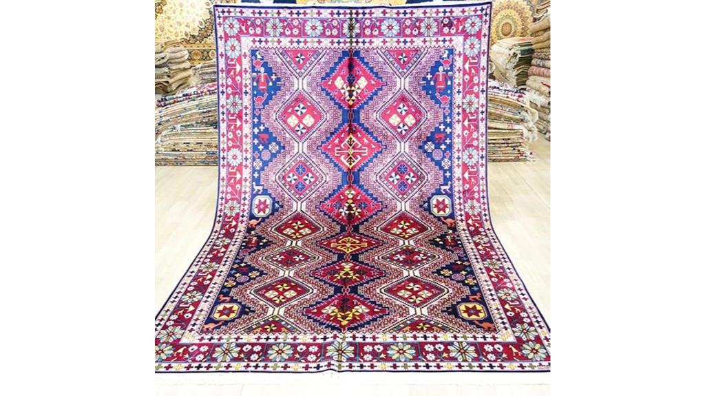 red geometric handmade rug