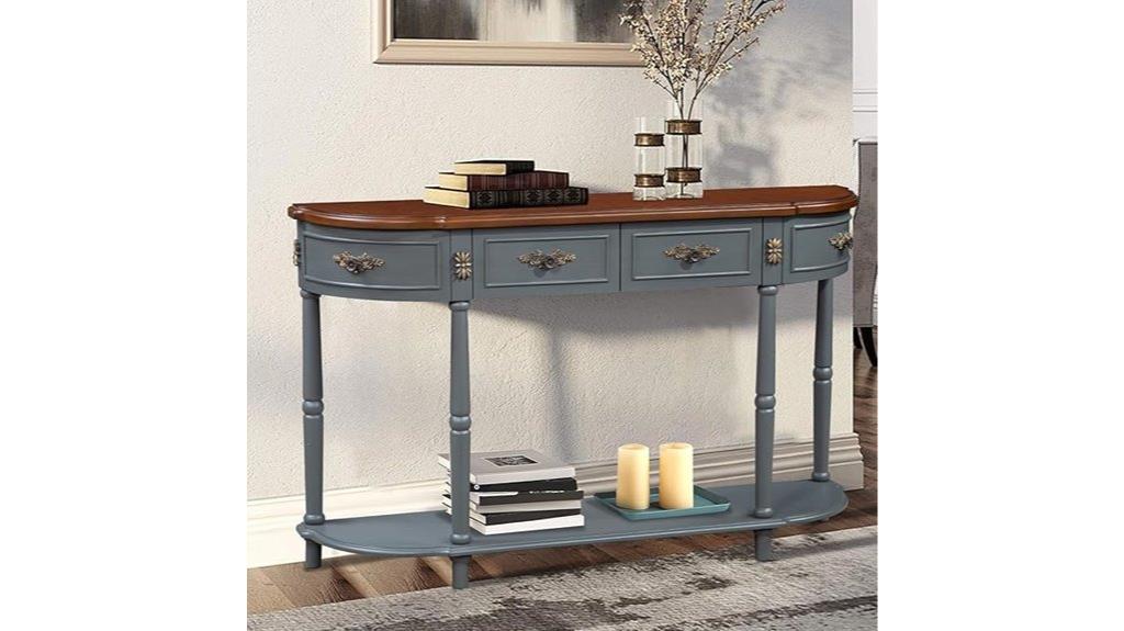 retro curved wood console