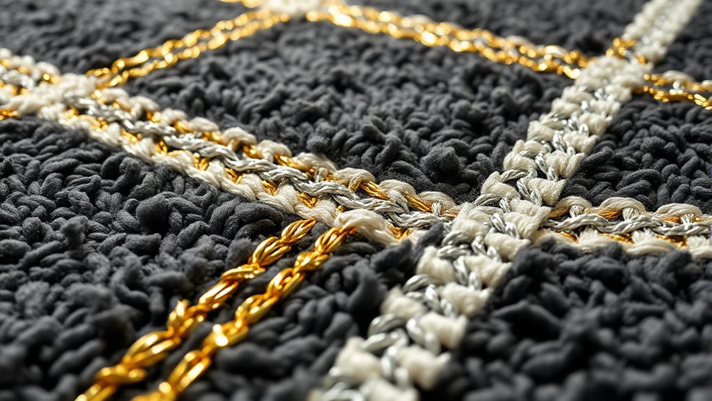 shimmering metallic rug accents