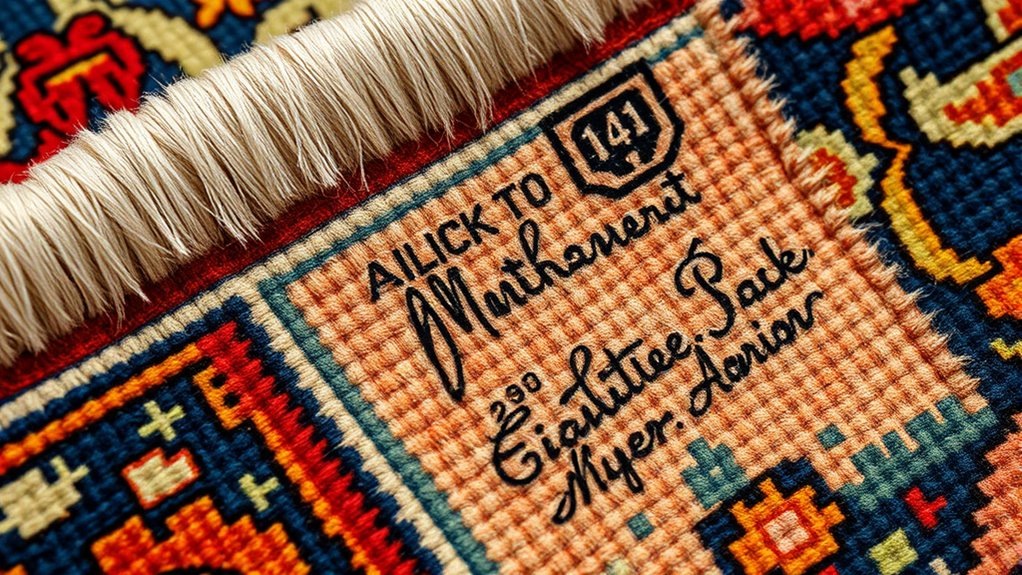 signatures indicate rug age