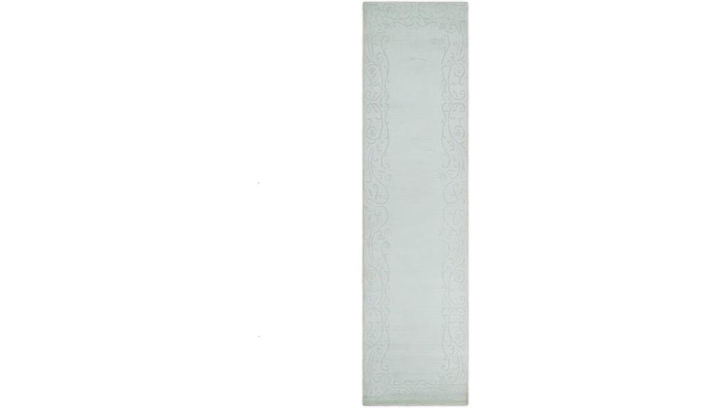 silver carved floral rug