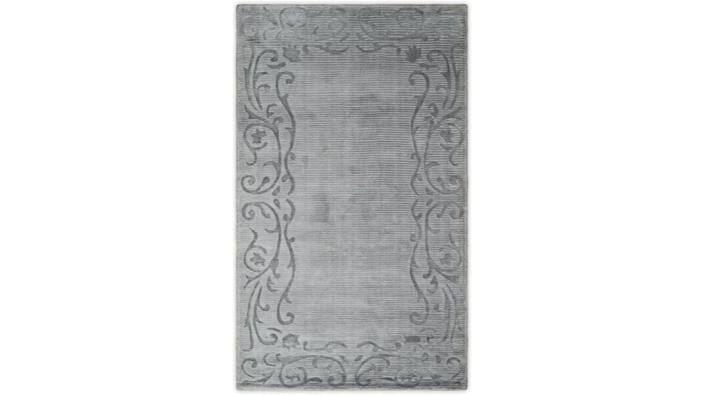 silver gray floral rug