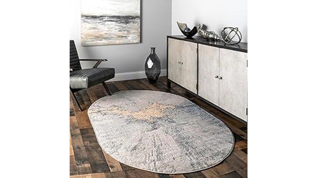 silver oval abstract rug
